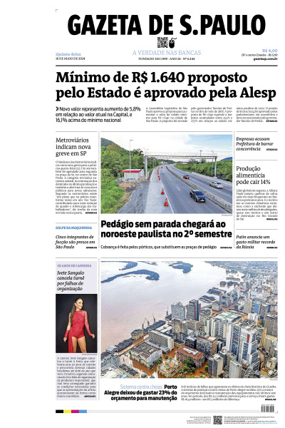 Gazeta de S. Paulo – Edição de 16 de Maio de 2024