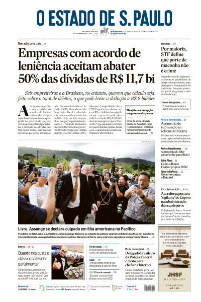 Estadão - Edição de 26 de Junho de 2024
