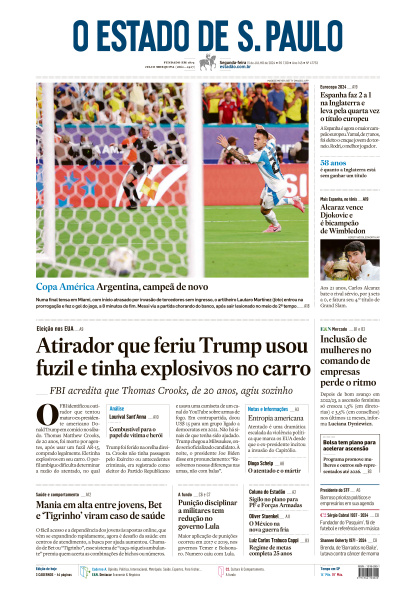 Estadão - Edição de 15 de Julho de 2024