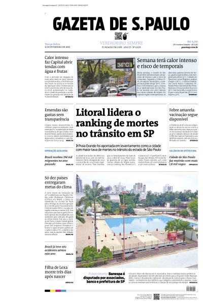 Gazeta de S. Paulo – Edição de 11 de Fevereiro de 2025