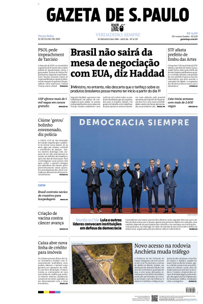 Gazeta de S. Paulo – Edição de 22 de julho de 2025