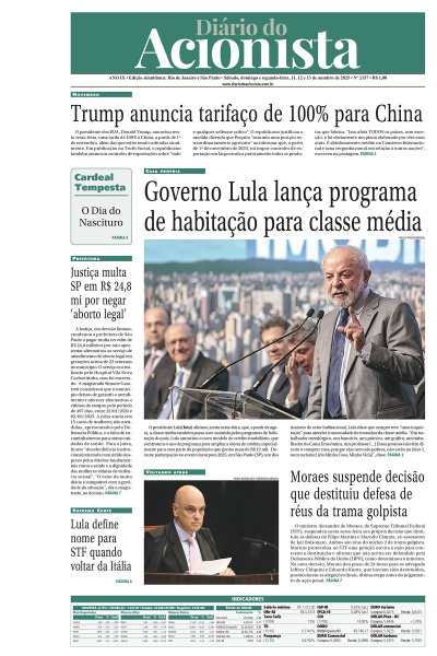 Diário do Acionista - 11 a 13 de outubro de 2025