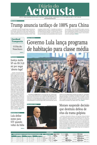 Diário do Acionista - 11 a 13 de outubro de 2025